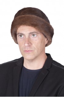 Mink fur hat.  Hat with turned-up brim, double-sided fur